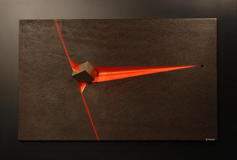 Sentiero cosmico, legno e bronzo 2009, 55 x 80 cm