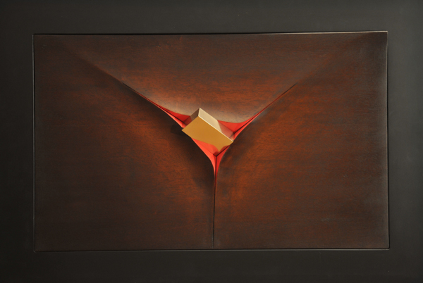 Energia cosmica, legno e bronzo, 2012, 55 x 80 cm