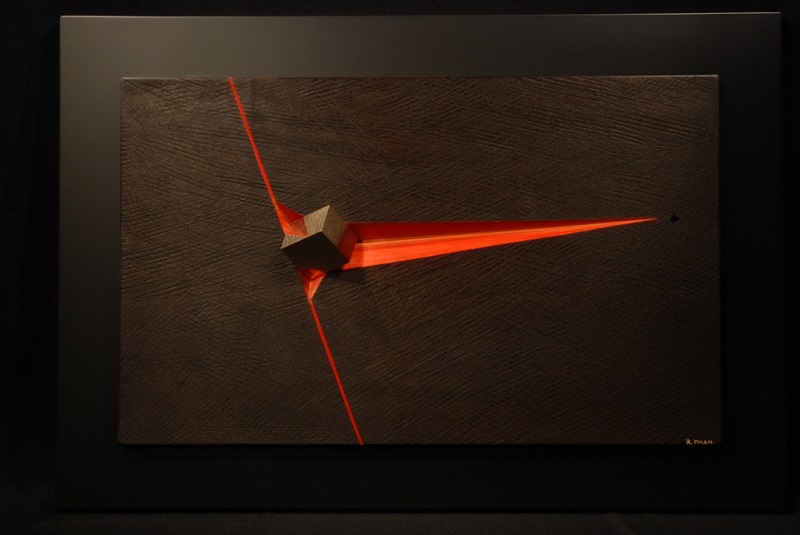 Percorso cosmico, legno e bronzo 2009, 55 x 80 cm