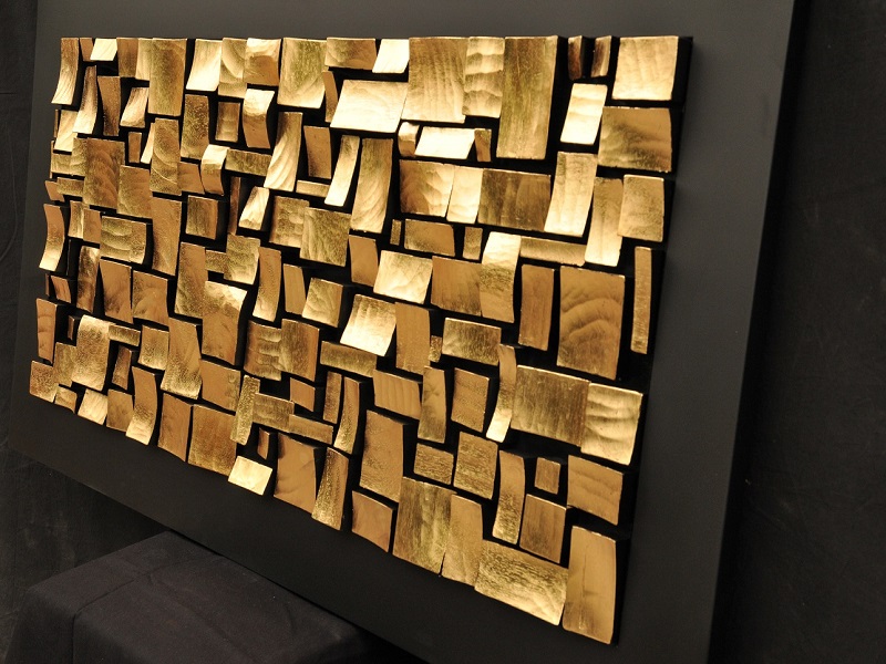 Dettaglio di Mosaico di tessere, Legno, 2013, 70 x 140 cm