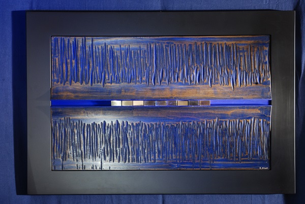 Blue Energy, legno e bronzo, 2009, 34 x 60 cm