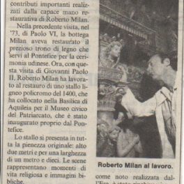 Le opere lignee di Milano all'attenzione del Papa - Articolo